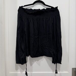PAIGE Black Off-Shoulder Peasant Blouse